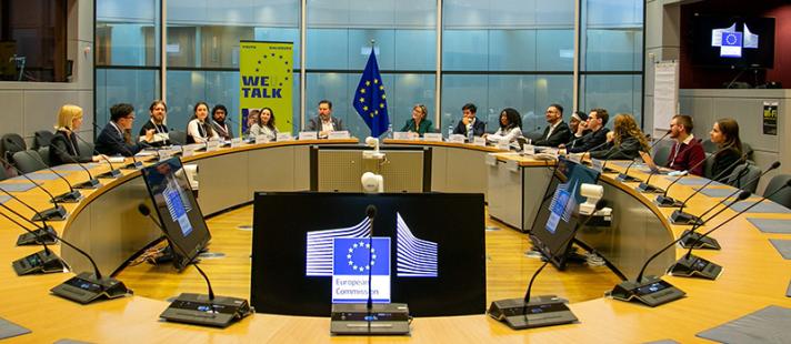 Room with all the young participants to the Youth Policy Dialogue with Commissioner Maria Luís Albuquerque